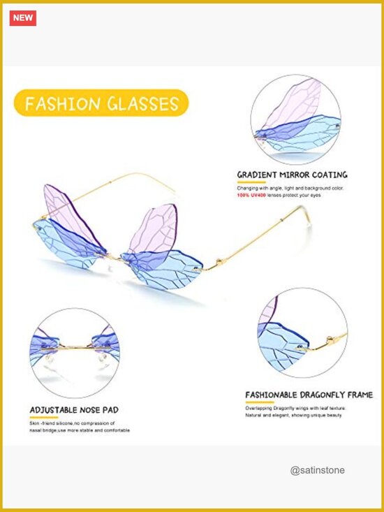 Rimless Rimless Butterfly Sunglasses Women Trendy Creative Disco Glasses
